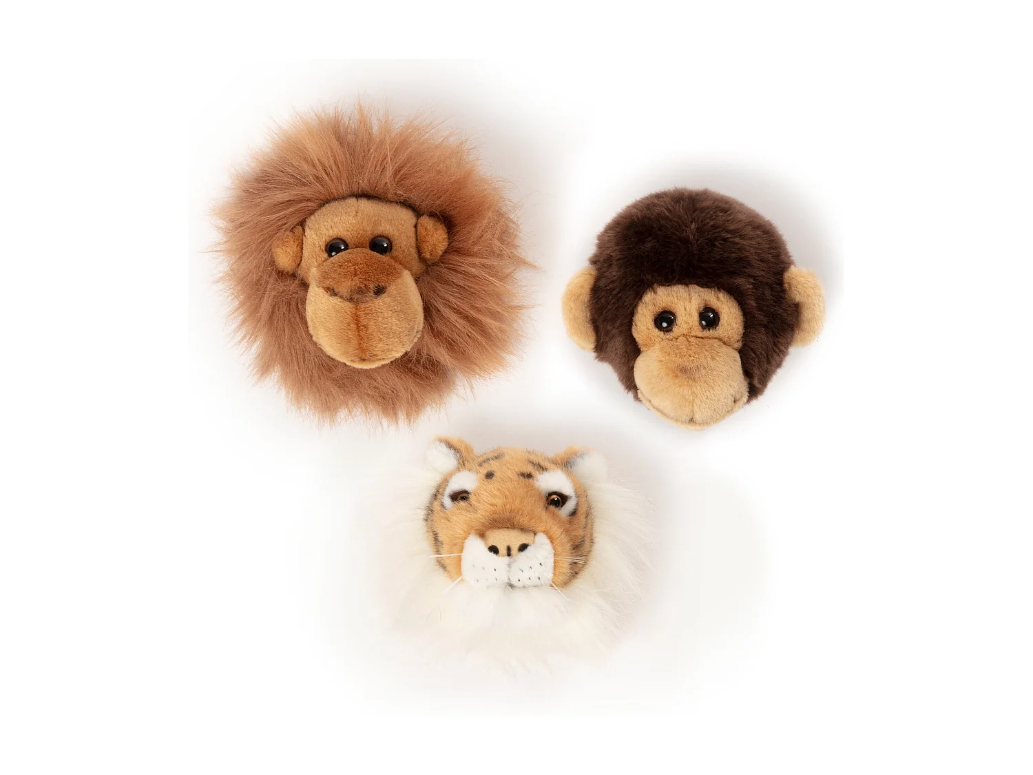 Peluche trophée mini 3 petites têtes collection Jungle