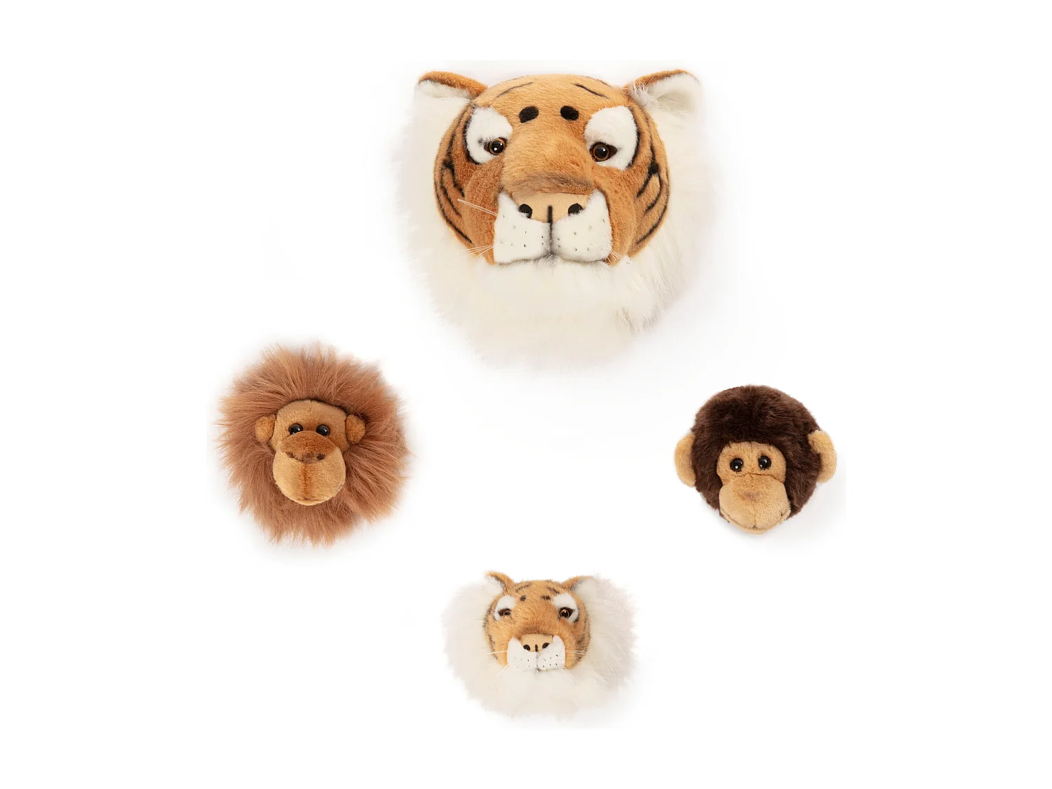 Peluche trophée mini 3 petites têtes collection Jungle
