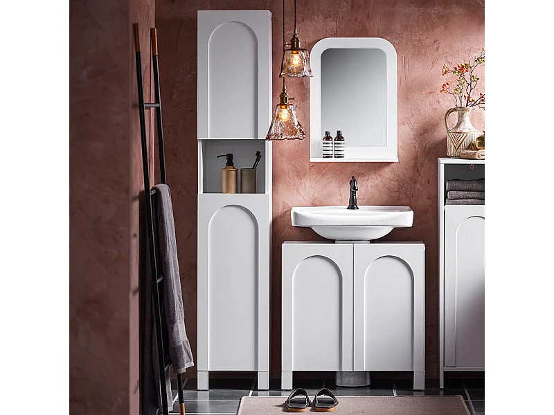 SoBuy Hoge badkamerkast, smal opbergmeubel met 2 verstelbare plankdeuren, vakken, 30 x 30 x 160 cm, wit, BZR163-W