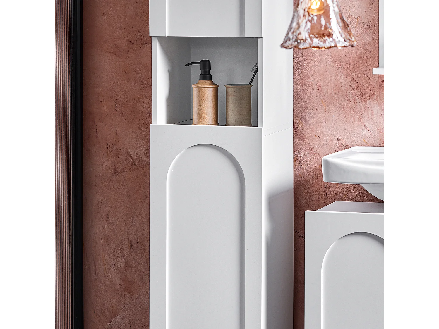 SoBuy Hoge badkamerkast, smal opbergmeubel met 2 verstelbare plankdeuren, vakken, 30 x 30 x 160 cm, wit, BZR163-W