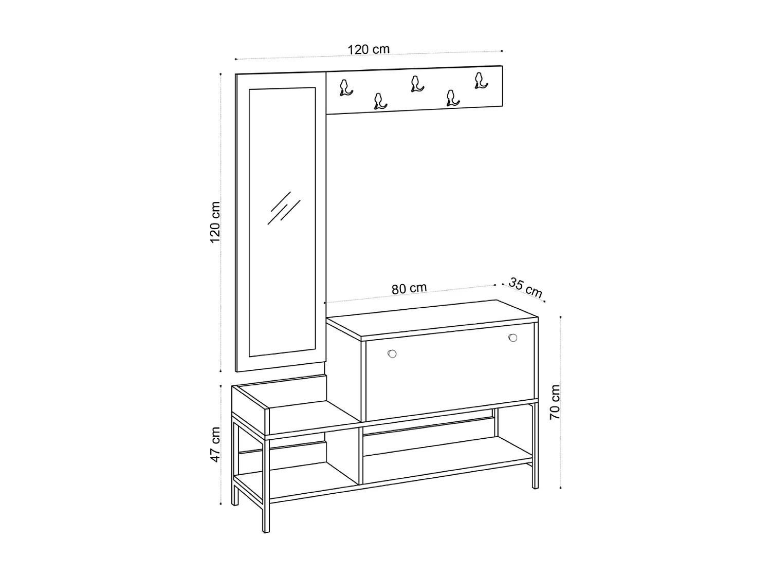 Mobile d'ingresso con appendiabiti e scarpiera  DRAGOR