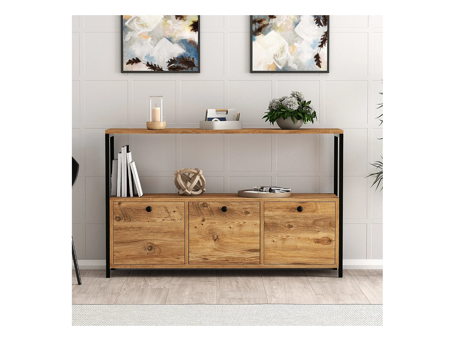 Buffet Industrial 3 Portas Madeira/Preto DRAGOR