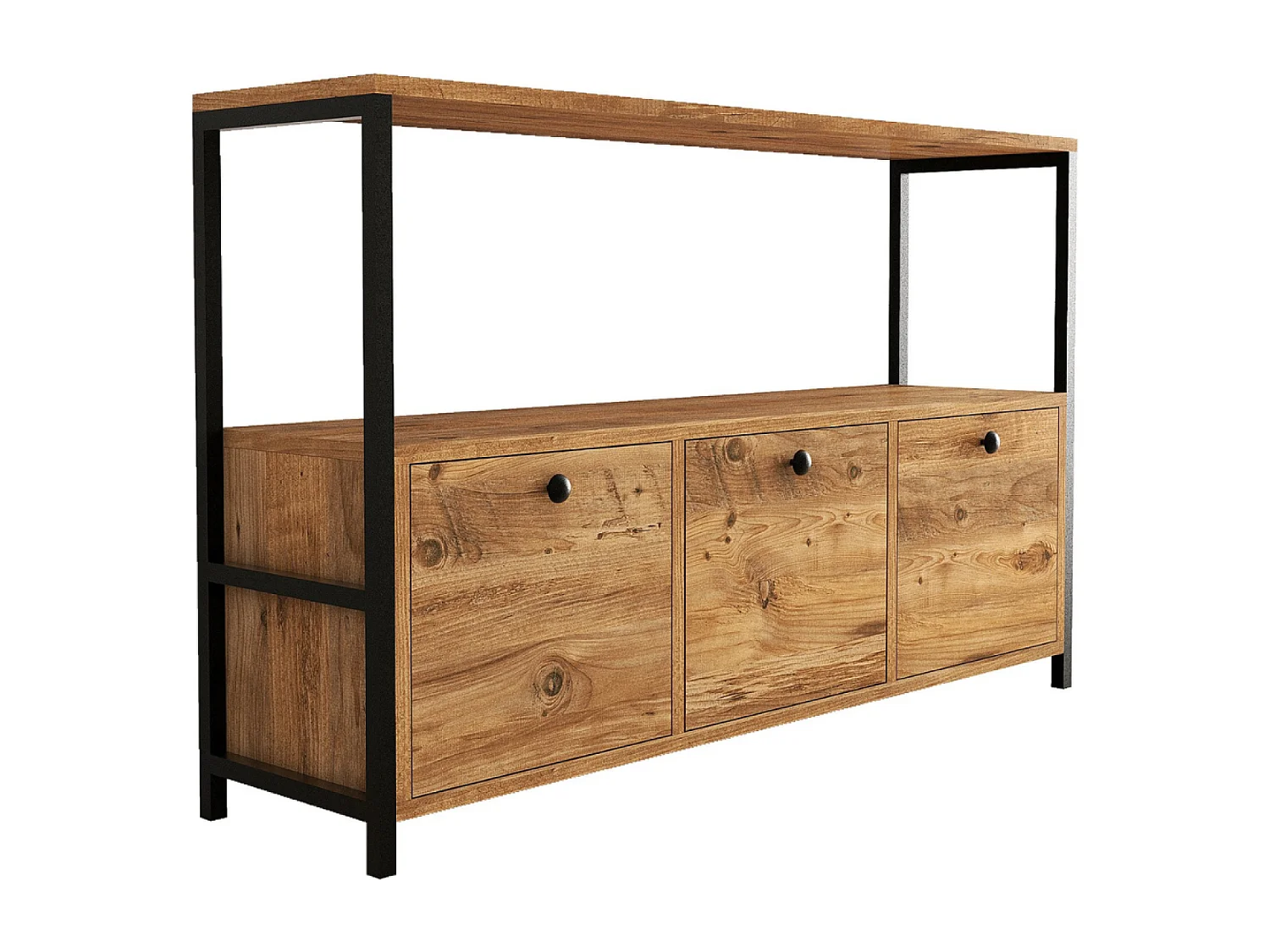 Industrieel Buffet 3 Deuren Hout/Zwart DRAGOR