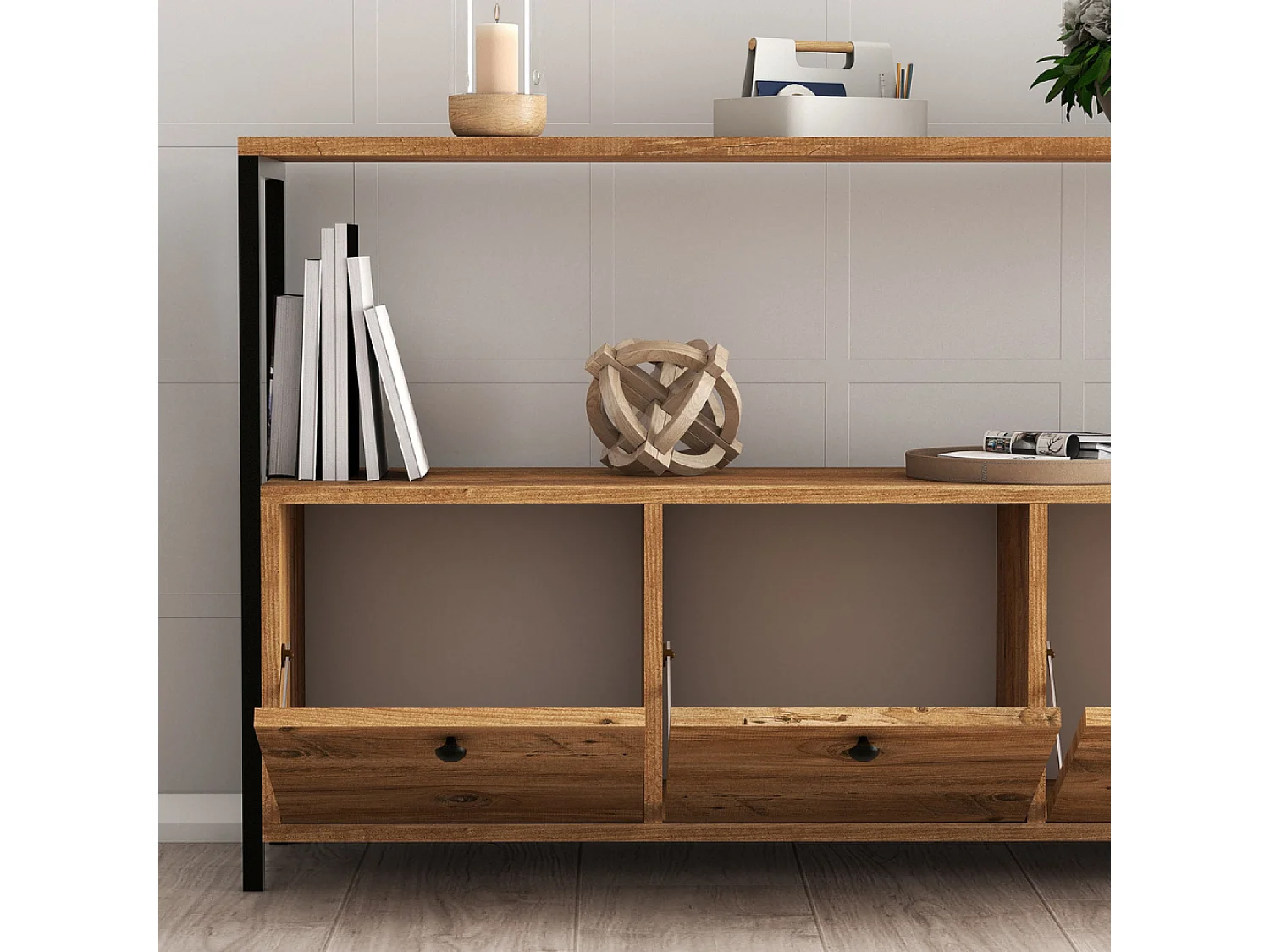 Industrieel Buffet 3 Deuren Hout/Zwart DRAGOR