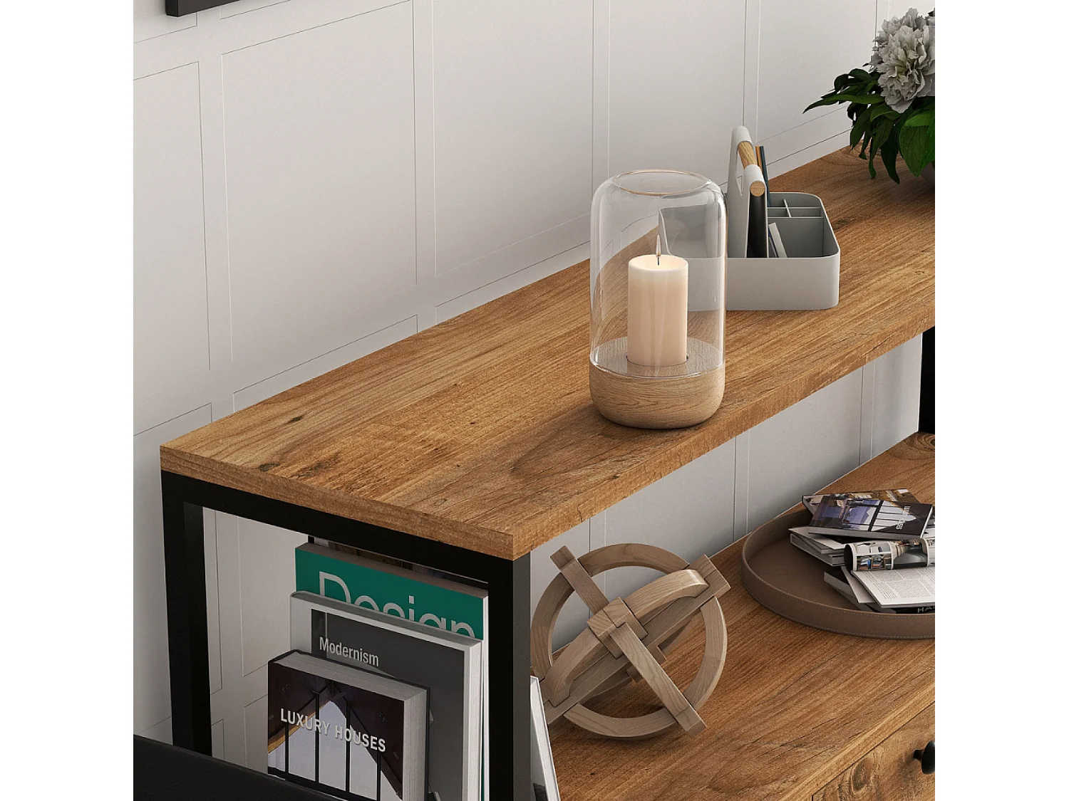 Industrieel Buffet 3 Deuren Hout/Zwart DRAGOR