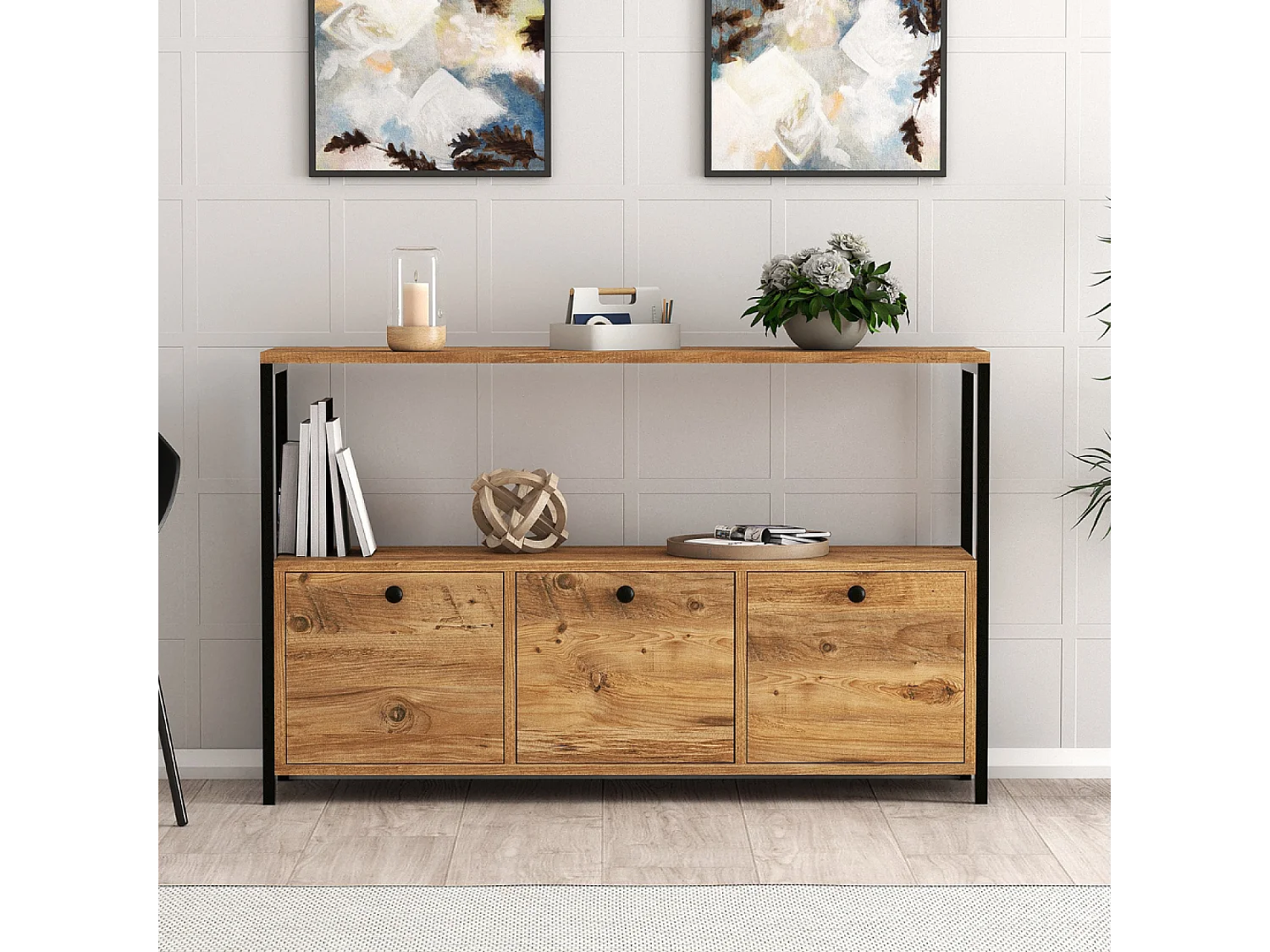 Buffet Industrial 3 Portas Madeira/Preto DRAGOR