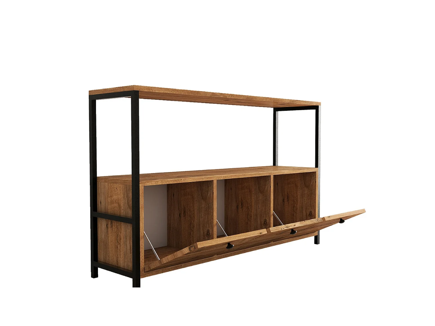Industrieel Buffet 3 Deuren Hout/Zwart DRAGOR