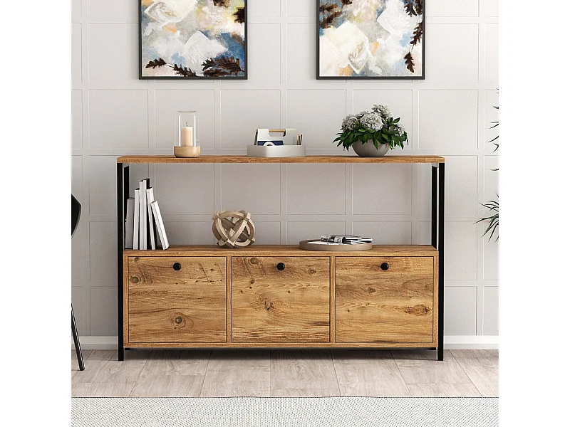 Industrie-Buffet 3 Türen Holz/Schwarz DRAGOR