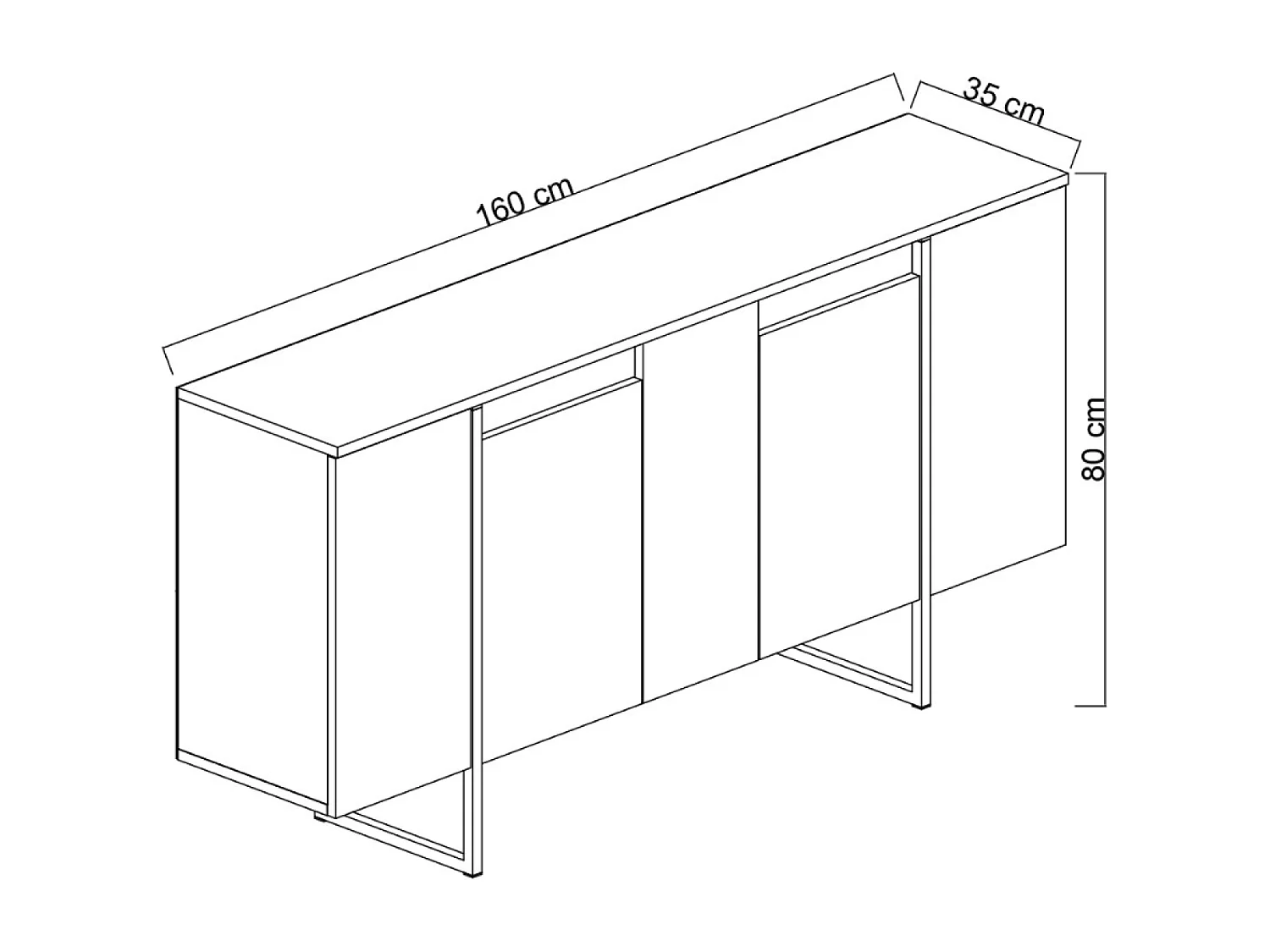 Buffet design branco e dourado 160 cm - 4 portas LUXOR
