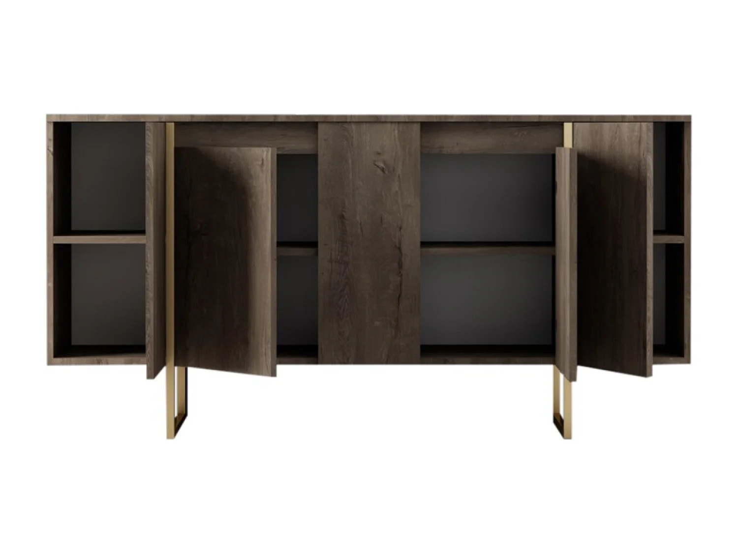 Buffet design bois et or 160 cm - 4 portes LUXOR