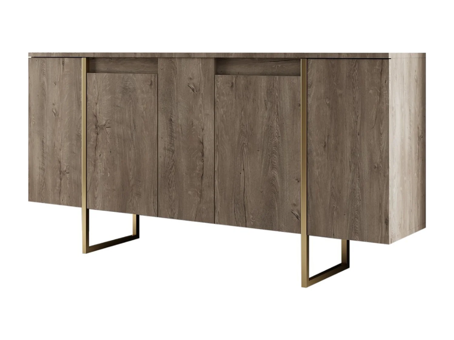 Buffet design bois et or 160 cm - 4 portes LUXOR