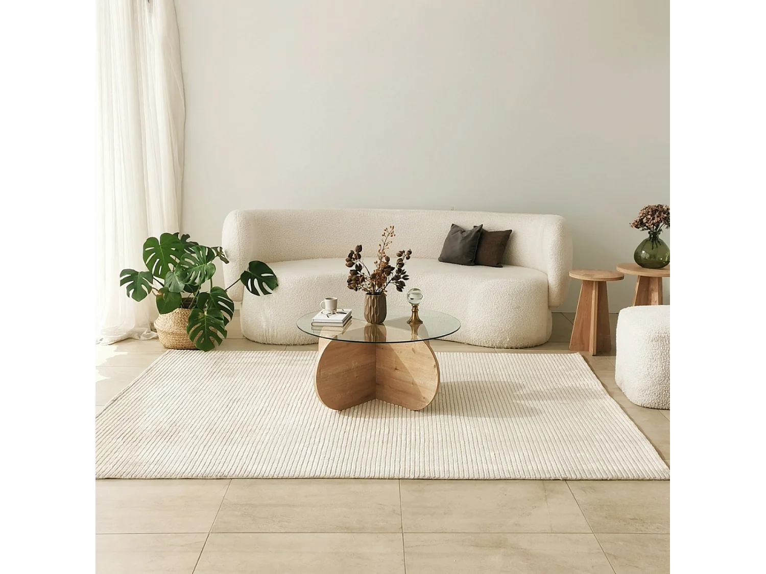 Table basse en bois et plateau en verre RIBE