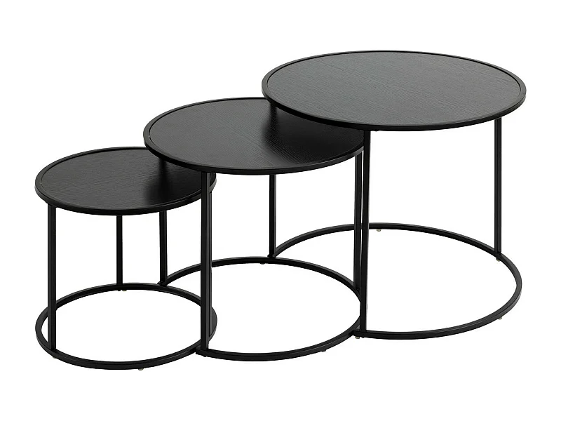 Set de 3 Tables d'appoint en métal noir D 35 D 45 et D 54 cm