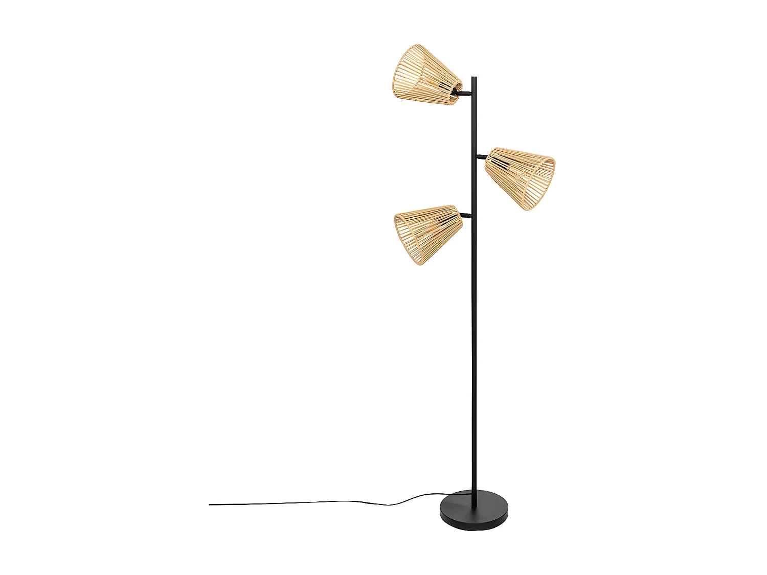 Lampadaire 3 Abat-jours "Gaida" 150cm Naturel