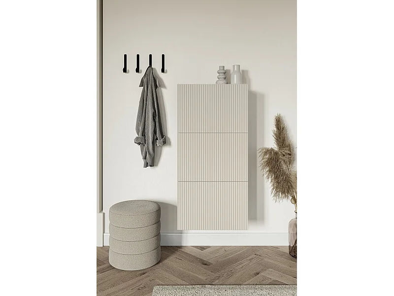 Wand-Schuhschrank mit 3 Klappen - Greige - 50 cm - VELDIO
