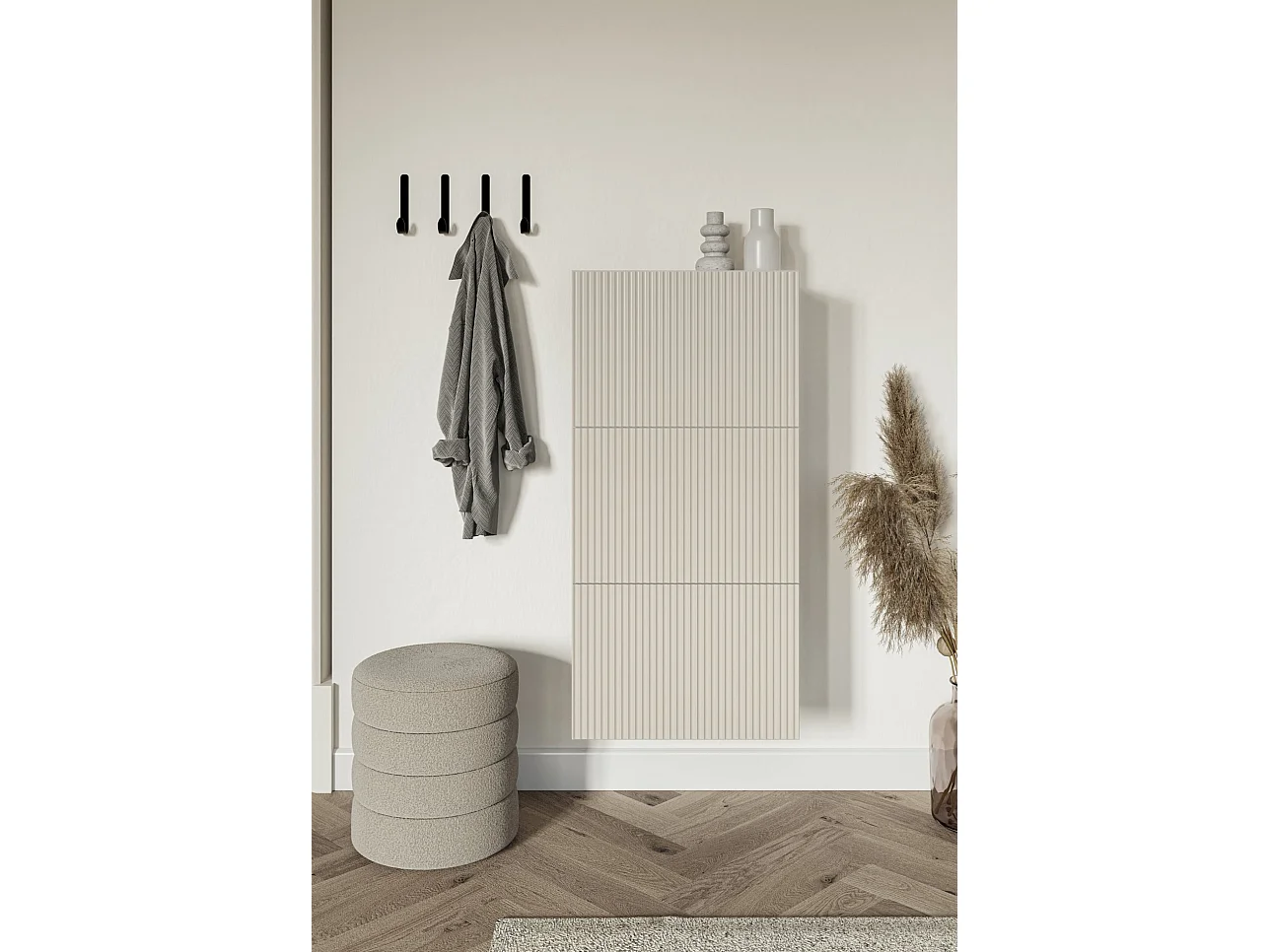 Meuble à chaussures suspendu - grège - 50x30x125 cm - VELDIO