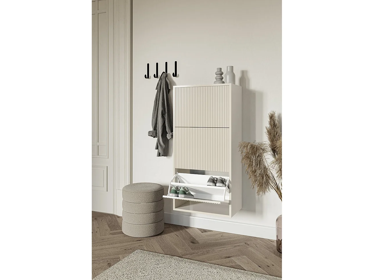 Meuble à chaussures suspendu - grège - 50x30x125 cm - VELDIO