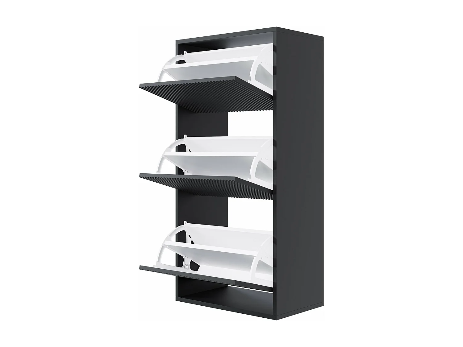 Wand-Schuhschrank mit 3 Klappen - Schwarz - 50 cm - VELDIO