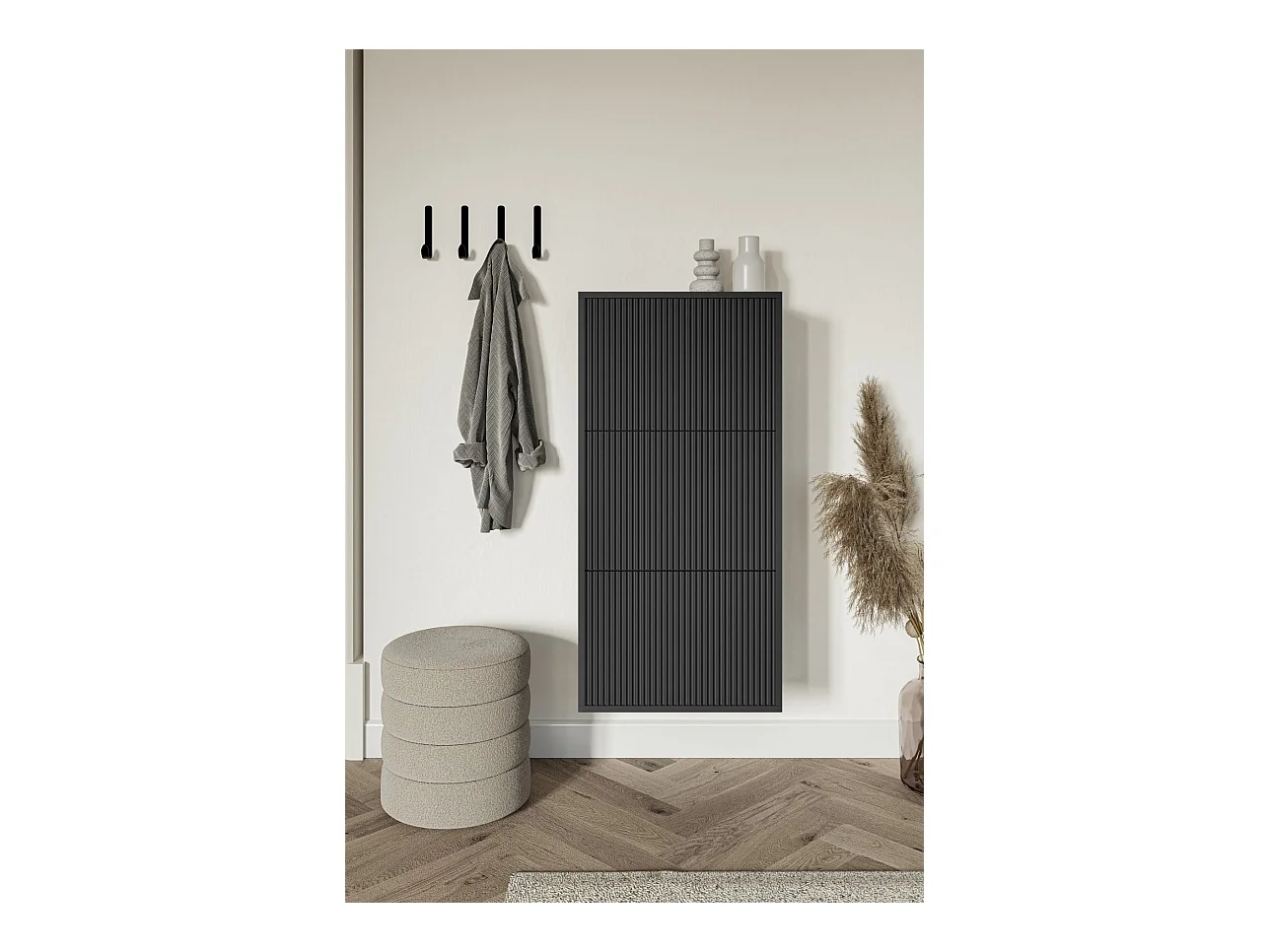 Meuble à chaussures suspendu - noir - 50x30x125 cm - VELDIO