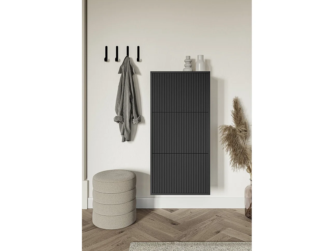 Meuble à chaussures suspendu - noir - 50x30x125 cm - VELDIO