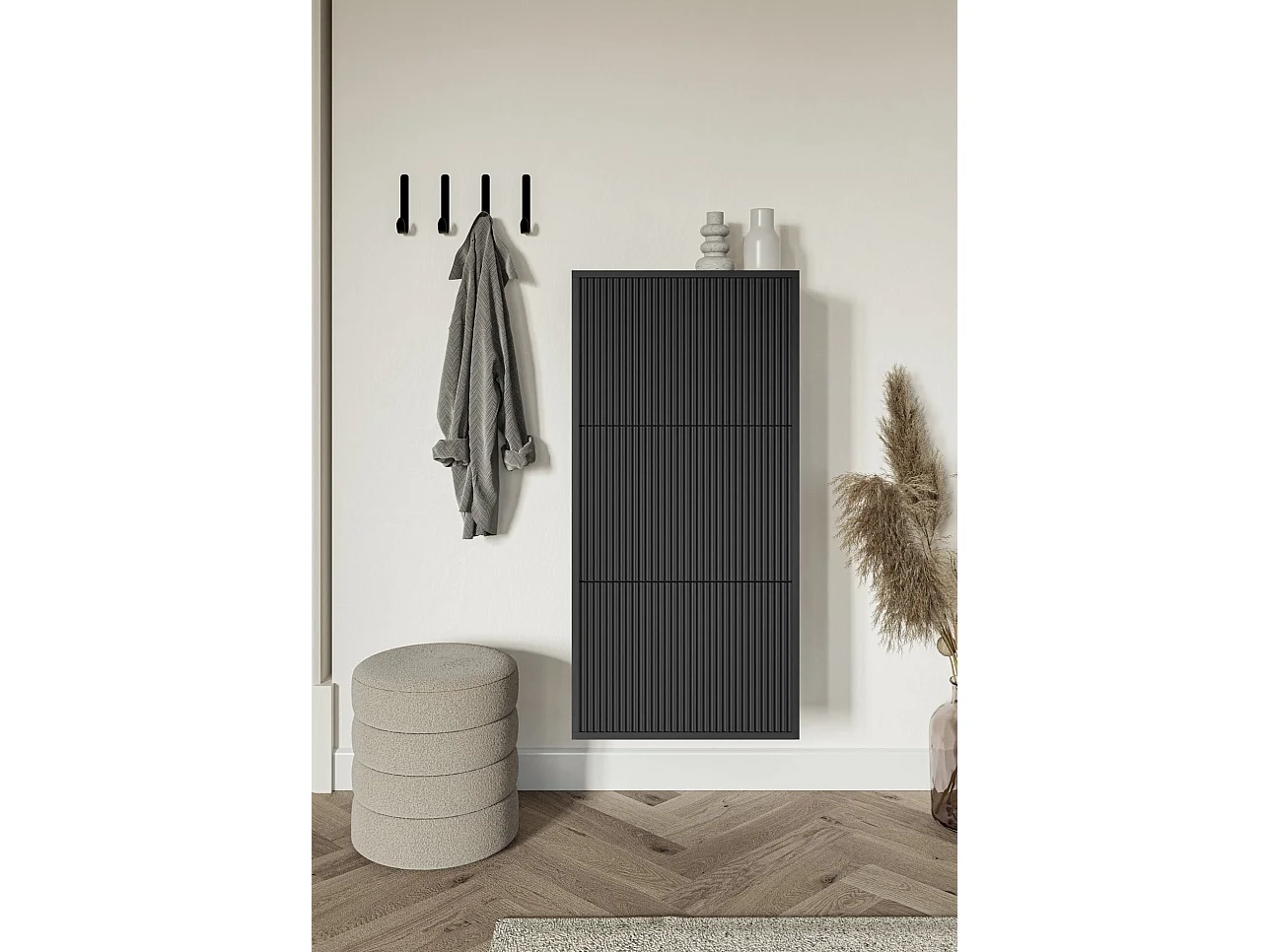 Meuble à chaussures suspendu - noir - 50x30x125 cm - VELDIO