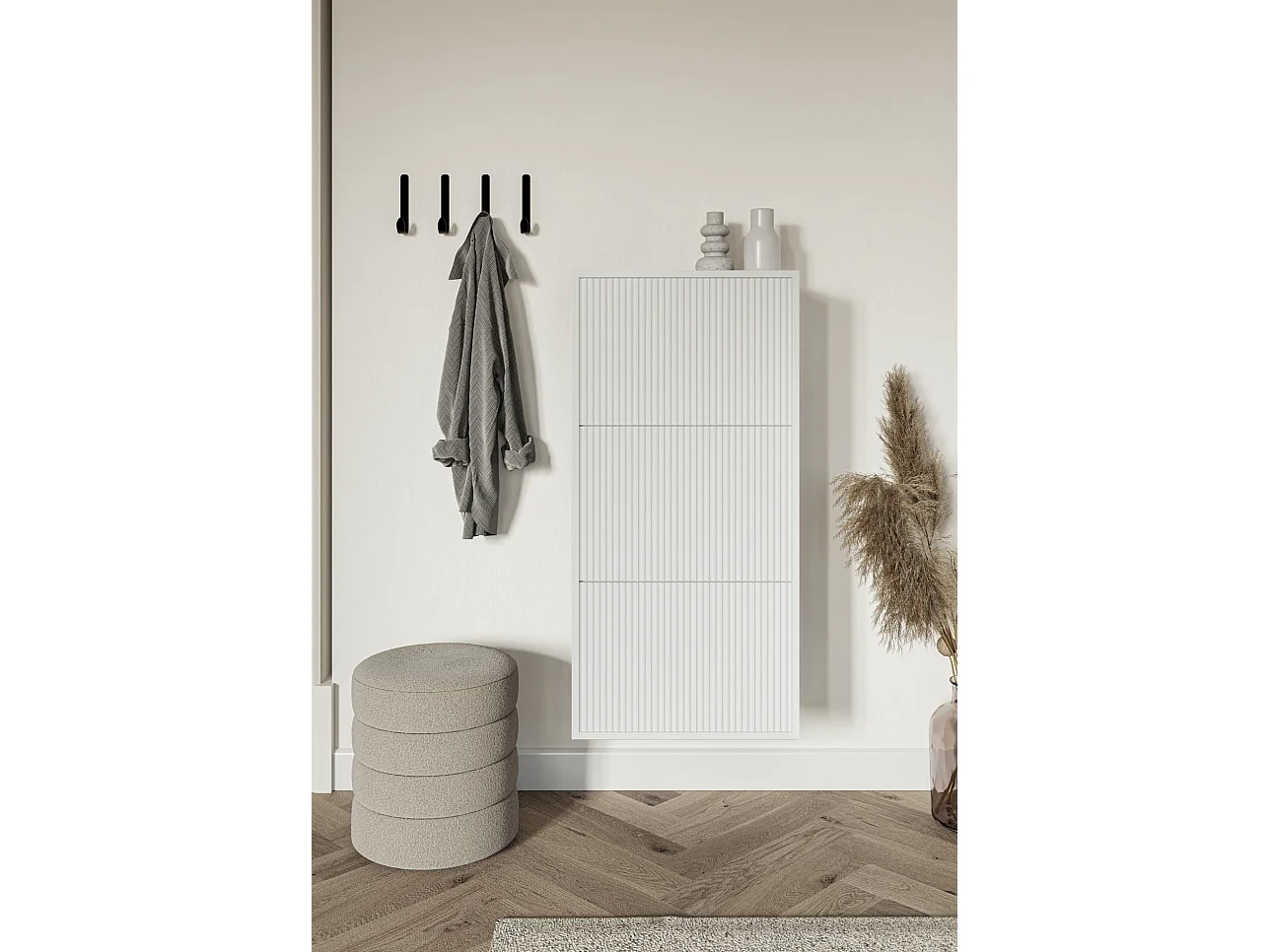 Meuble à chaussures suspendu - blanc - 50x30x125 cm - VELDIO