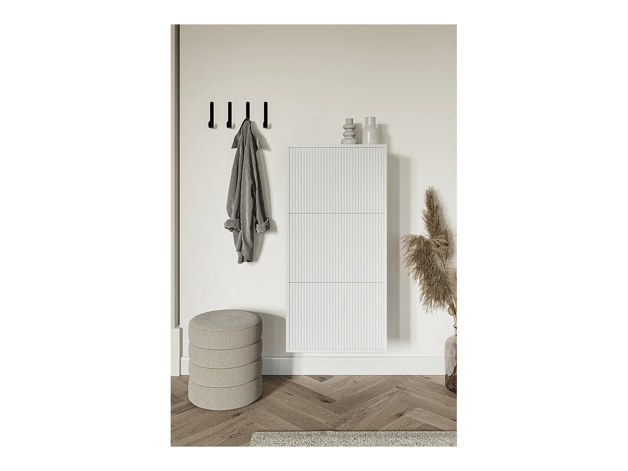 Meuble à chaussures suspendu - blanc - 50x30x125 cm - VELDIO