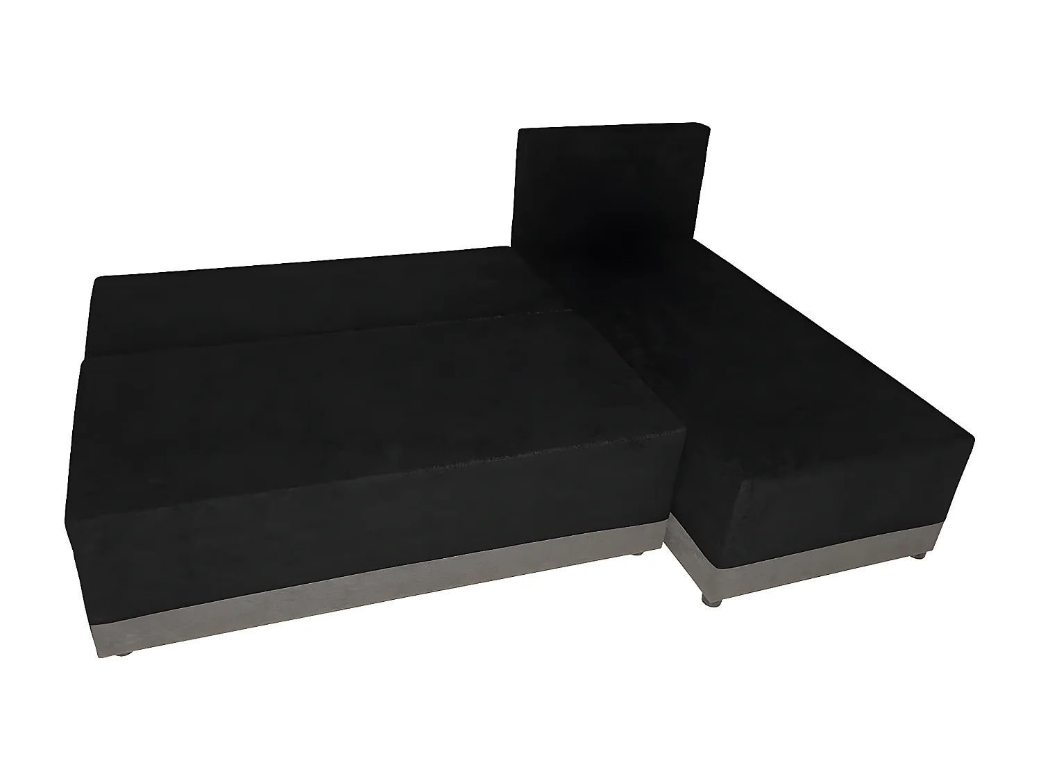 Canapé d'angle gauche convertible + coffre " Roco L"- 3 places - 200 x 139 x 83 cm - Noir Gris