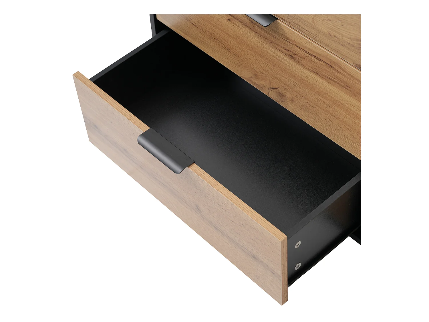 Kommode mit 6 Schubladen und 2 Fächern – Glasplatte – Braun