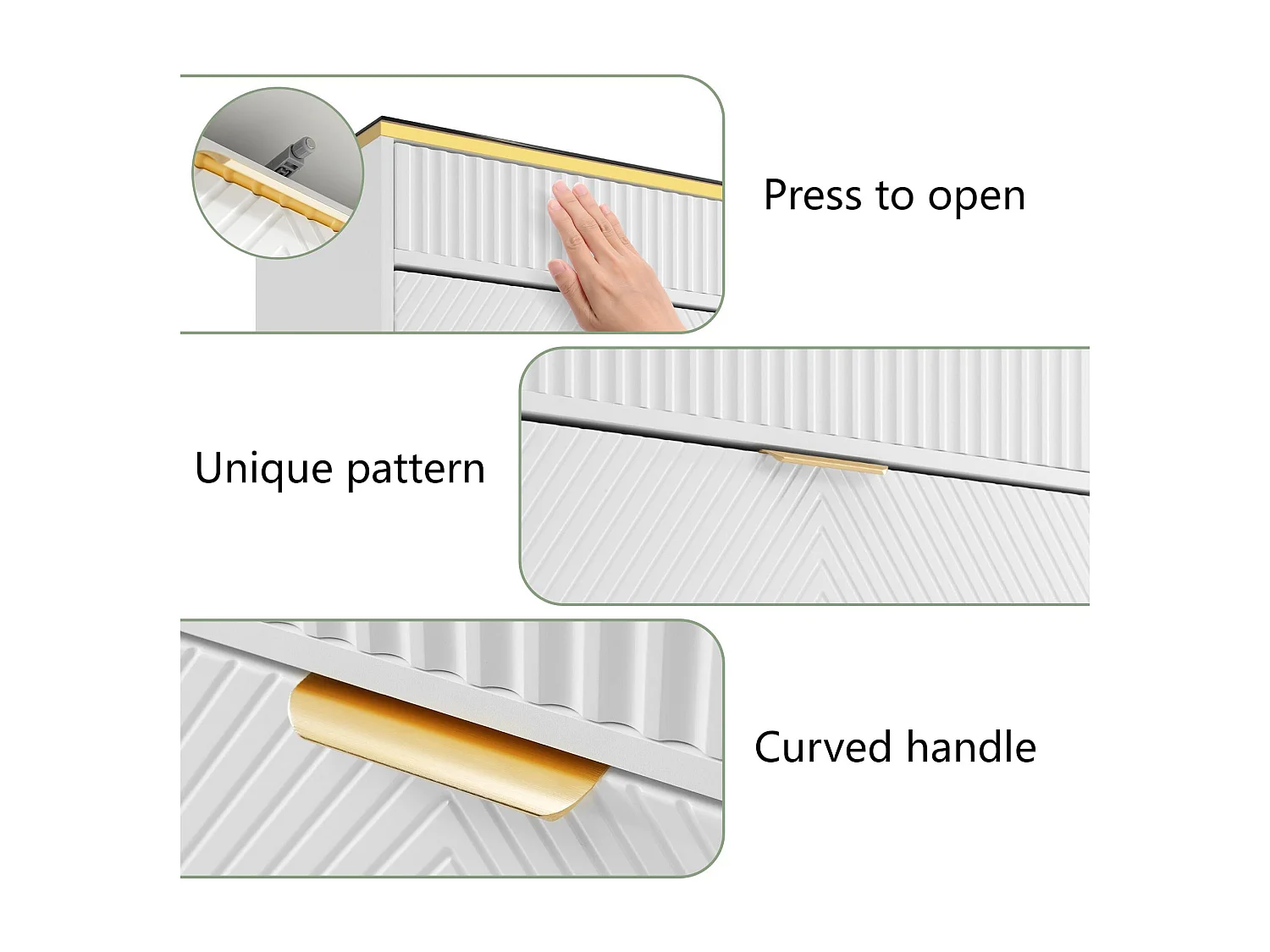 Commode avec 6 tiroirs et compartiments divisés - plateau en verre - Blanc