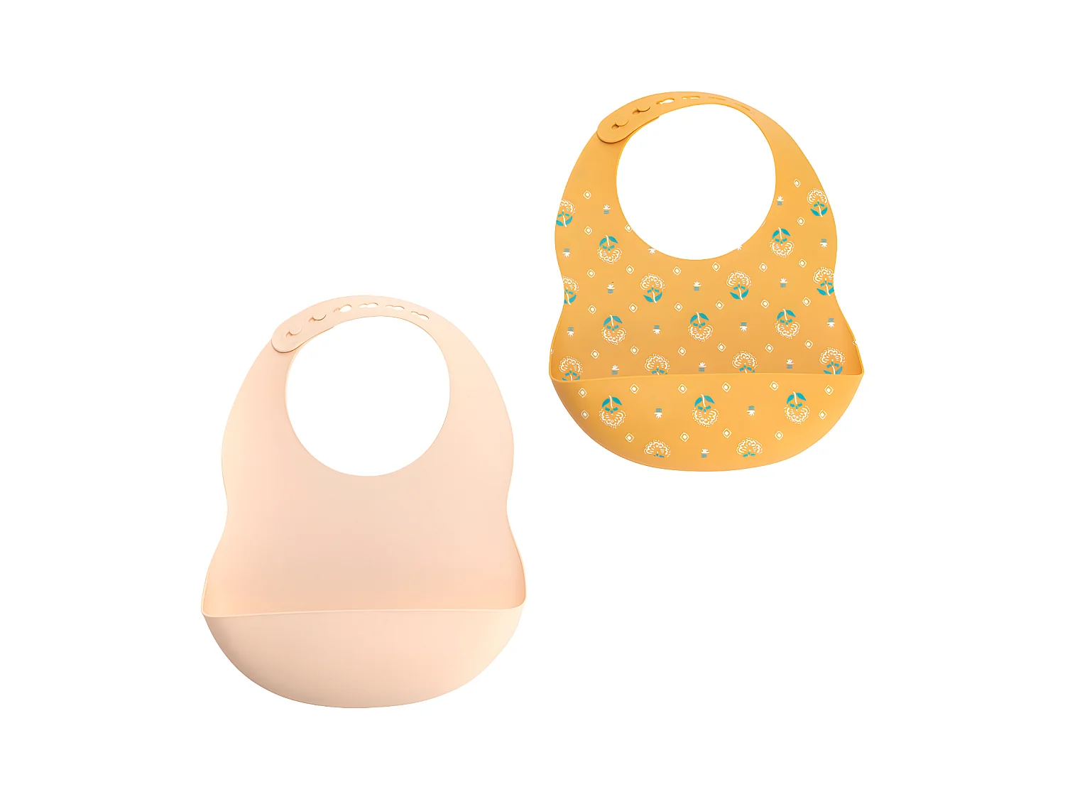 Lot de 2 bavoirs rose et jaune