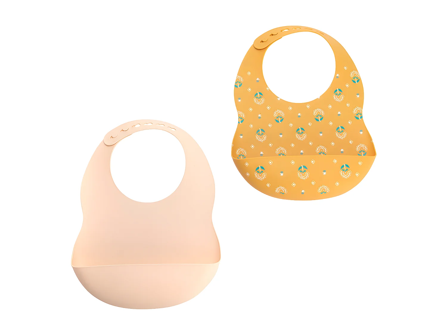 Lot de 2 bavoirs rose et jaune