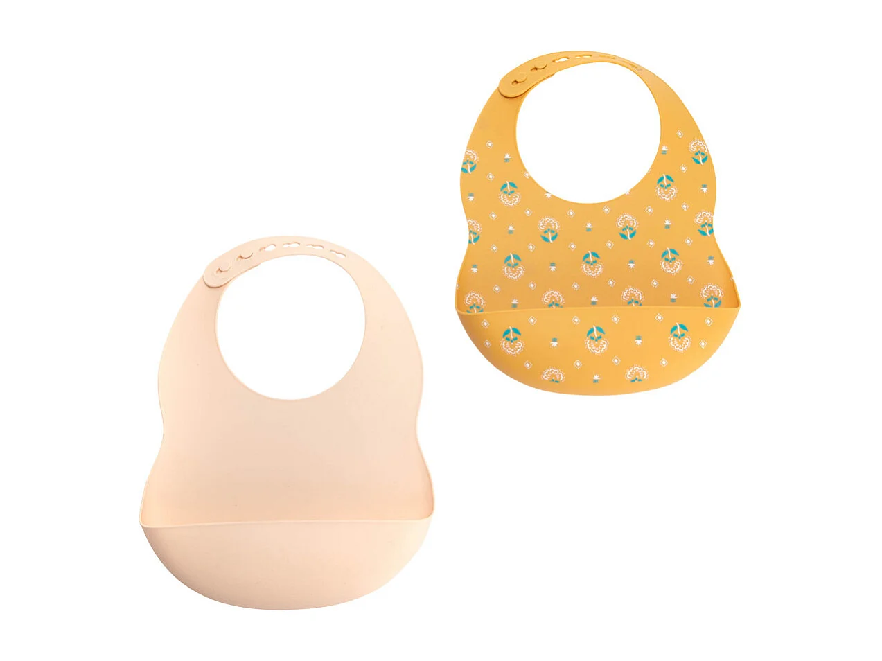 Lot de 2 bavoirs rose et jaune
