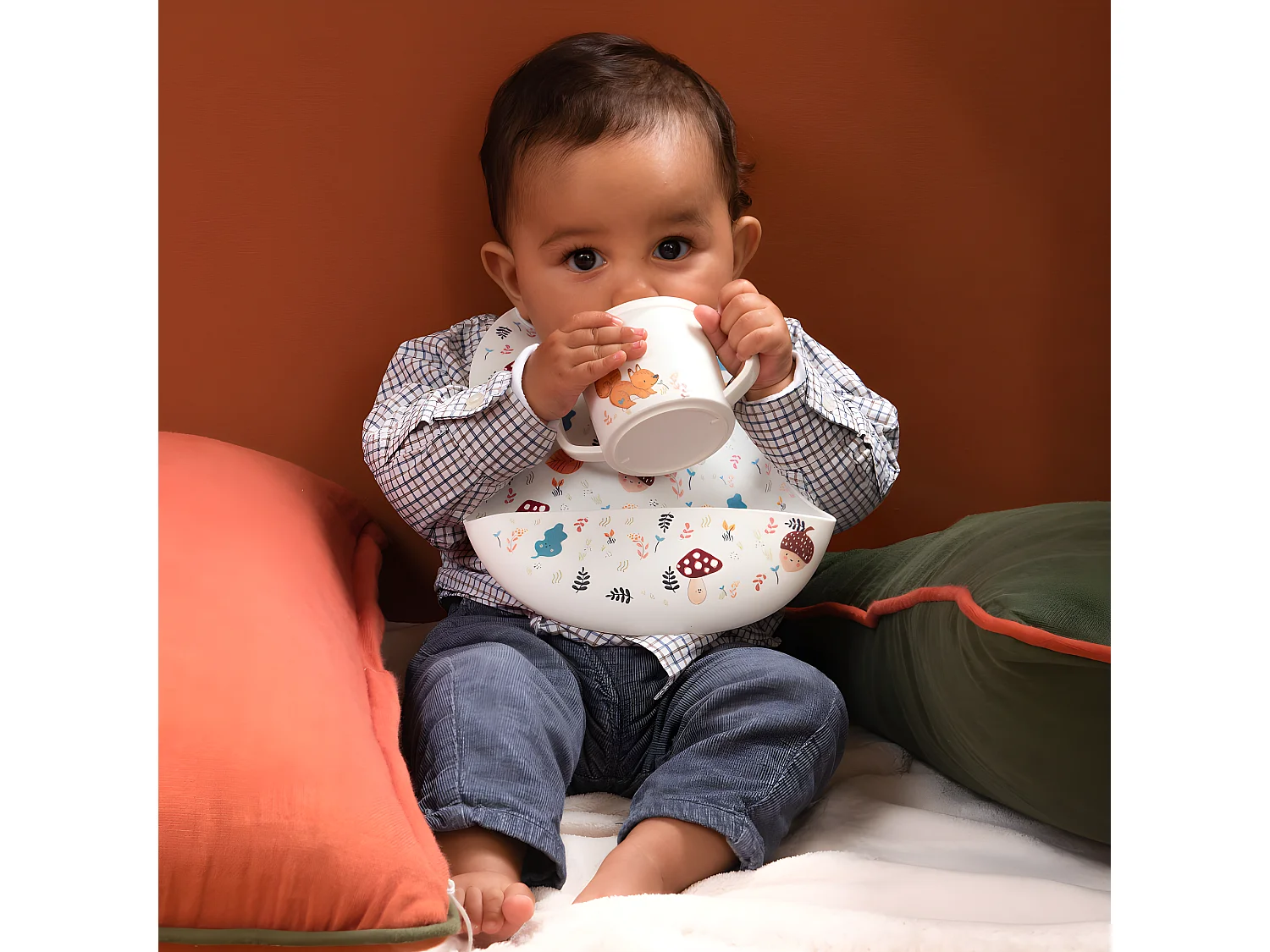 Lot de 2 bavoirs champignons safran