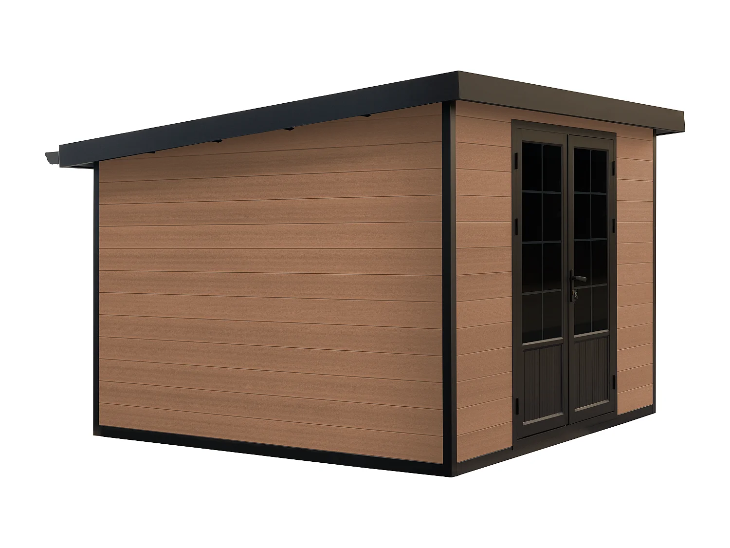 Gartenhaus - Holzverbund Stärke 28 mm - Holzfarben dunkel - 10,43 m² - HAZELTON