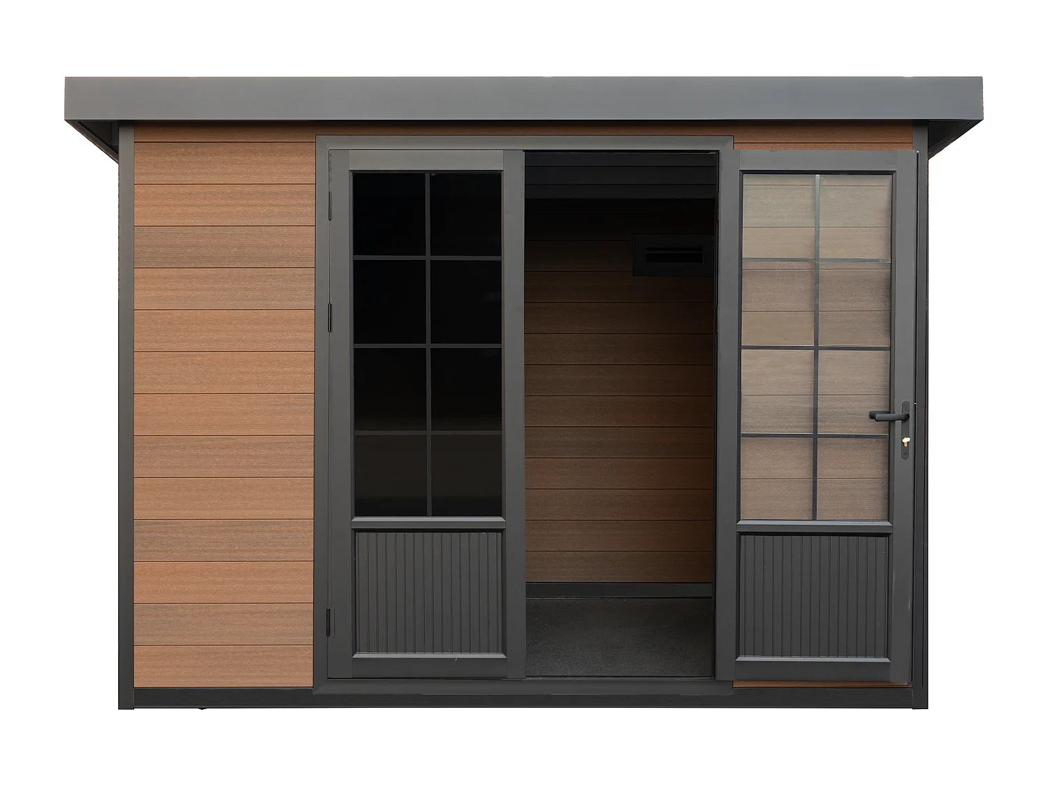 Gartenhaus - Holzverbund Stärke 28 mm - Holzfarben dunkel - 10,43 m² - HAZELTON