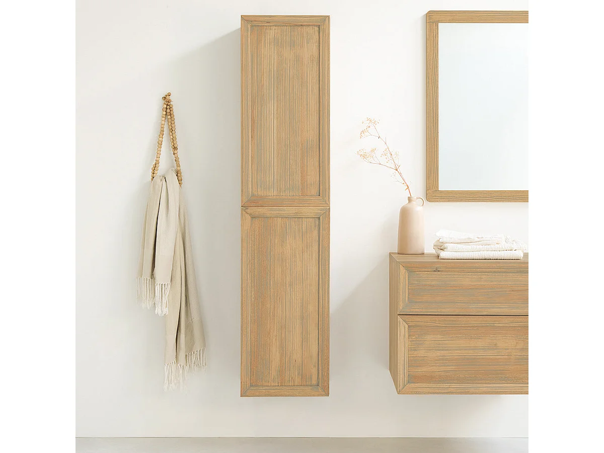 Colonna da bagno sospesa in legno di hevea 150 cm