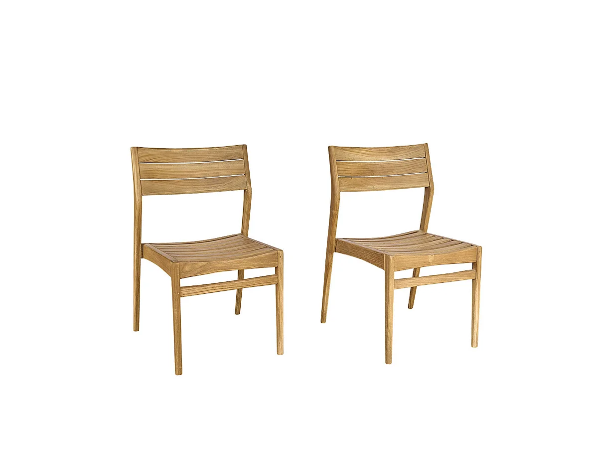 Lot de 2 chaises de jardin en teck massif