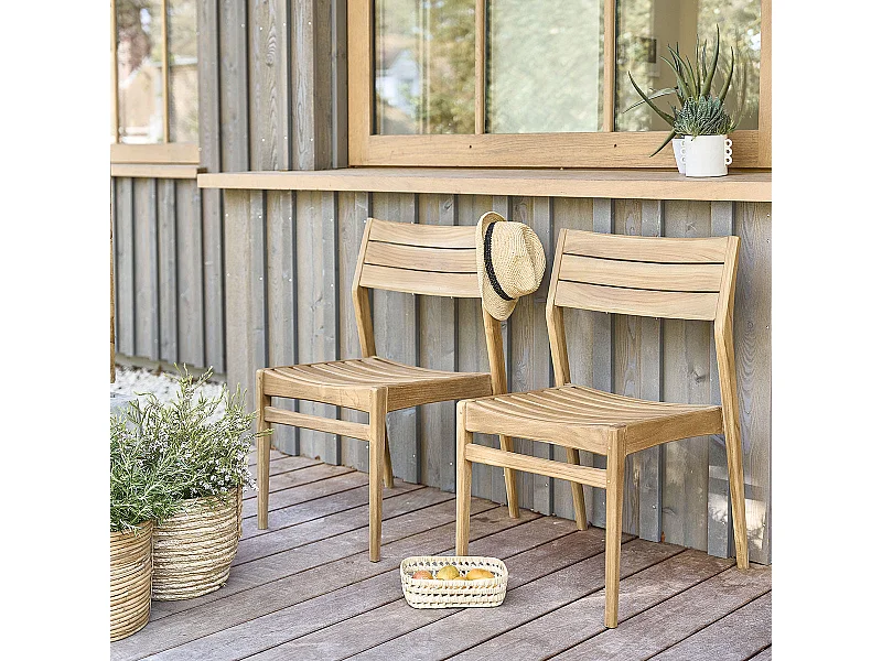 Silla de jardín de madera de teca maciza (juego de 2)