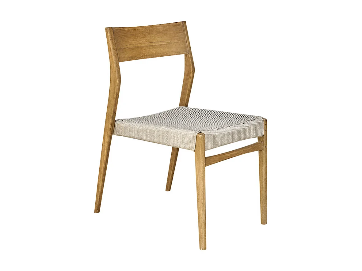 Silla de jardín de madera de teca maciza y cuerda