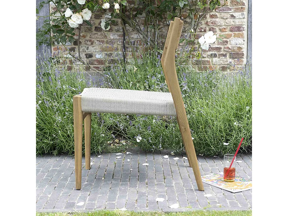 Chaise de jardin en teck massifet cordage Beige CALVI
