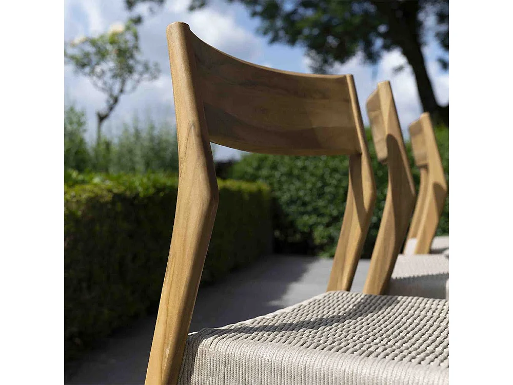 Silla de jardín de teca maciza y cuerda