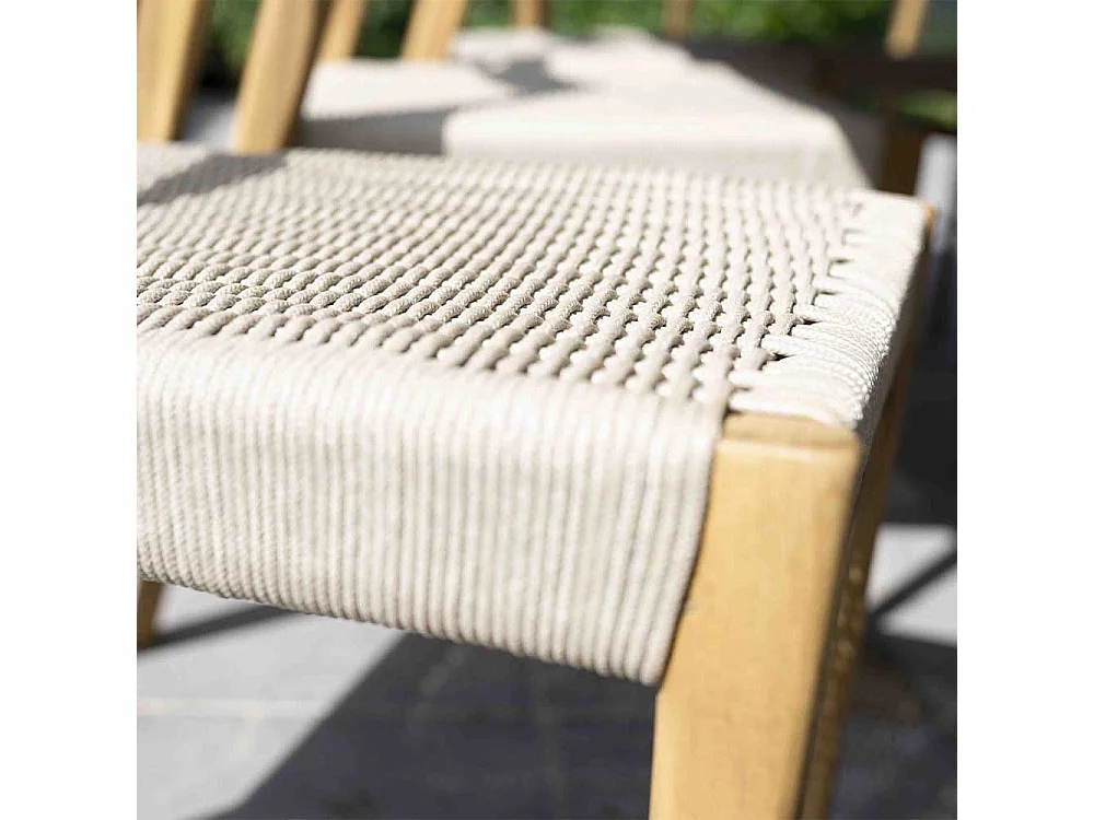 Silla de jardín de teca maciza y cuerda