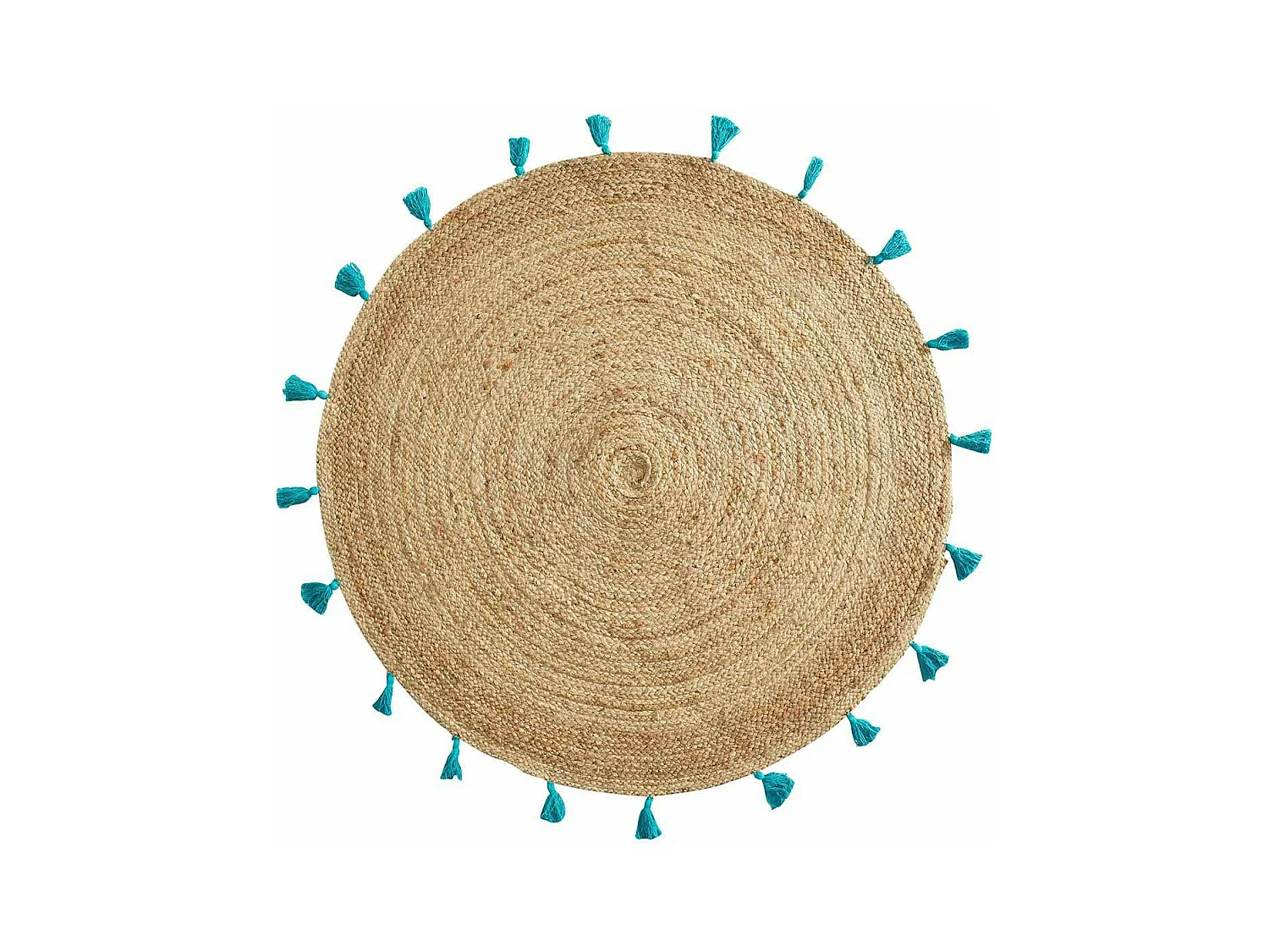 Tapis Déco Rond en Jute "Shira" 120cm Turquoise