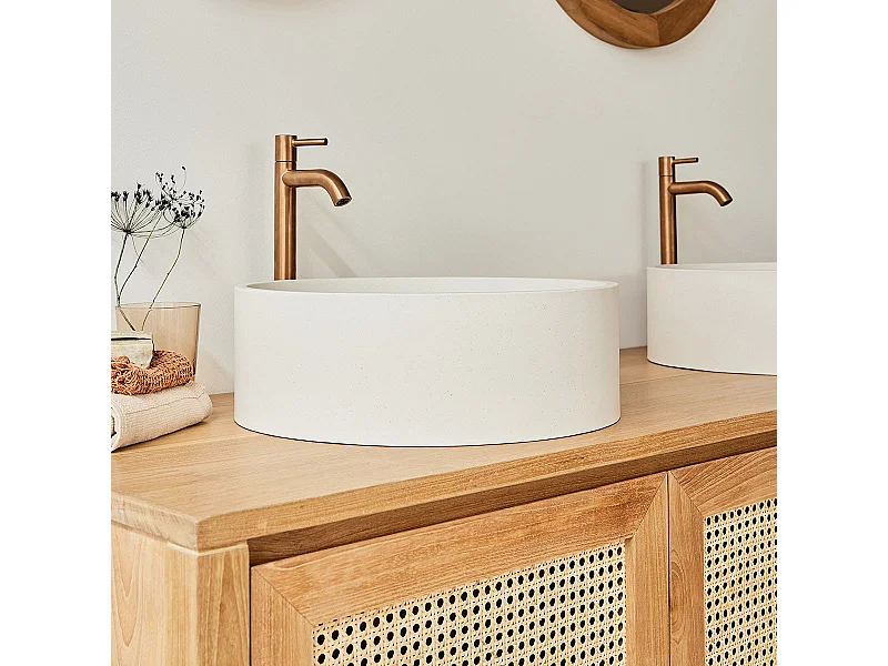 Vasque à poser en béton beige 37 cm