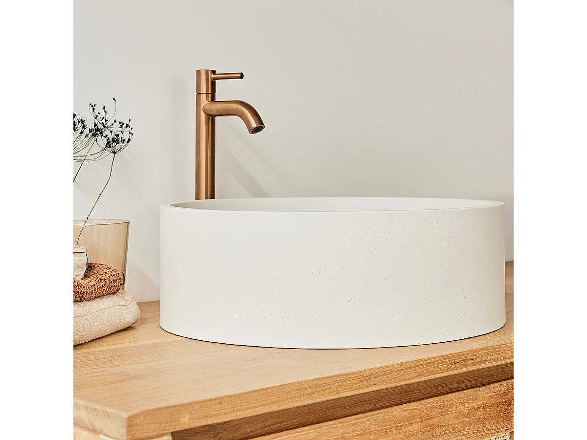 Vasque à poser en béton beige 37 cm