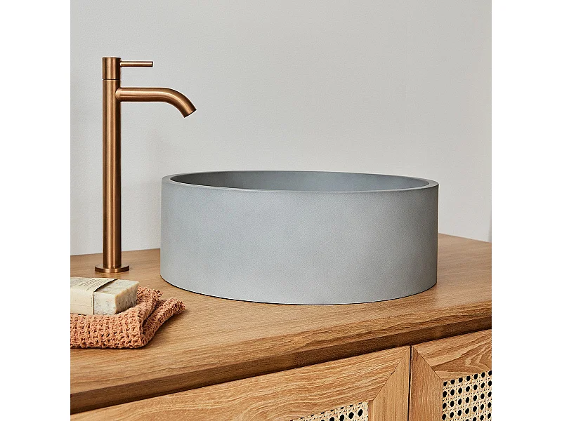 Lavabo tipo tambor de hormigón