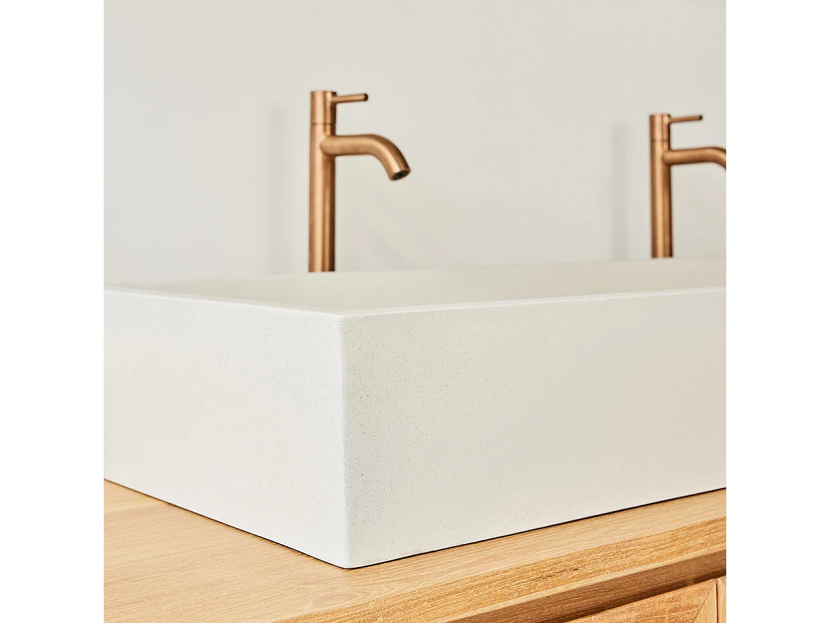 Grande vasque en béton beige 100 cm