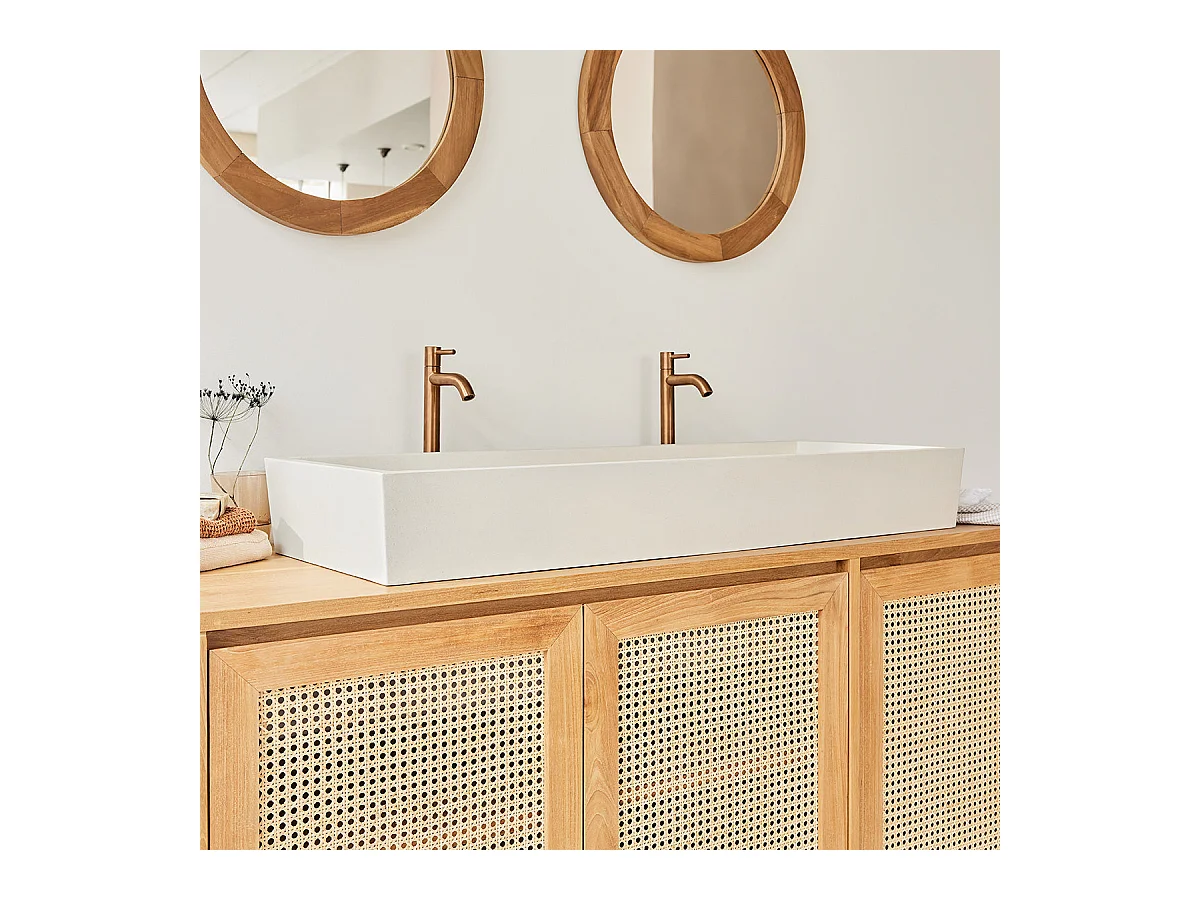 Grande vasque en béton beige 100 cm