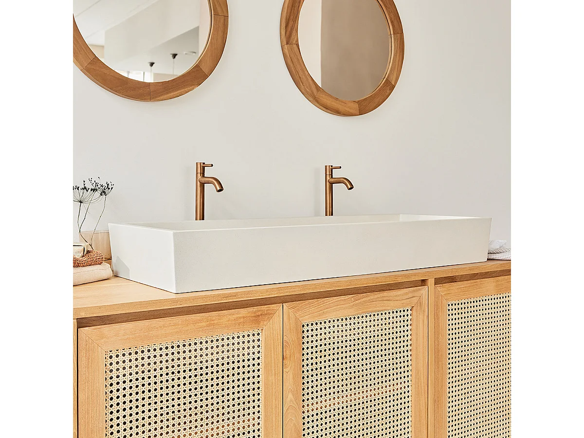 Panca da giardino in teak massello e corda beige